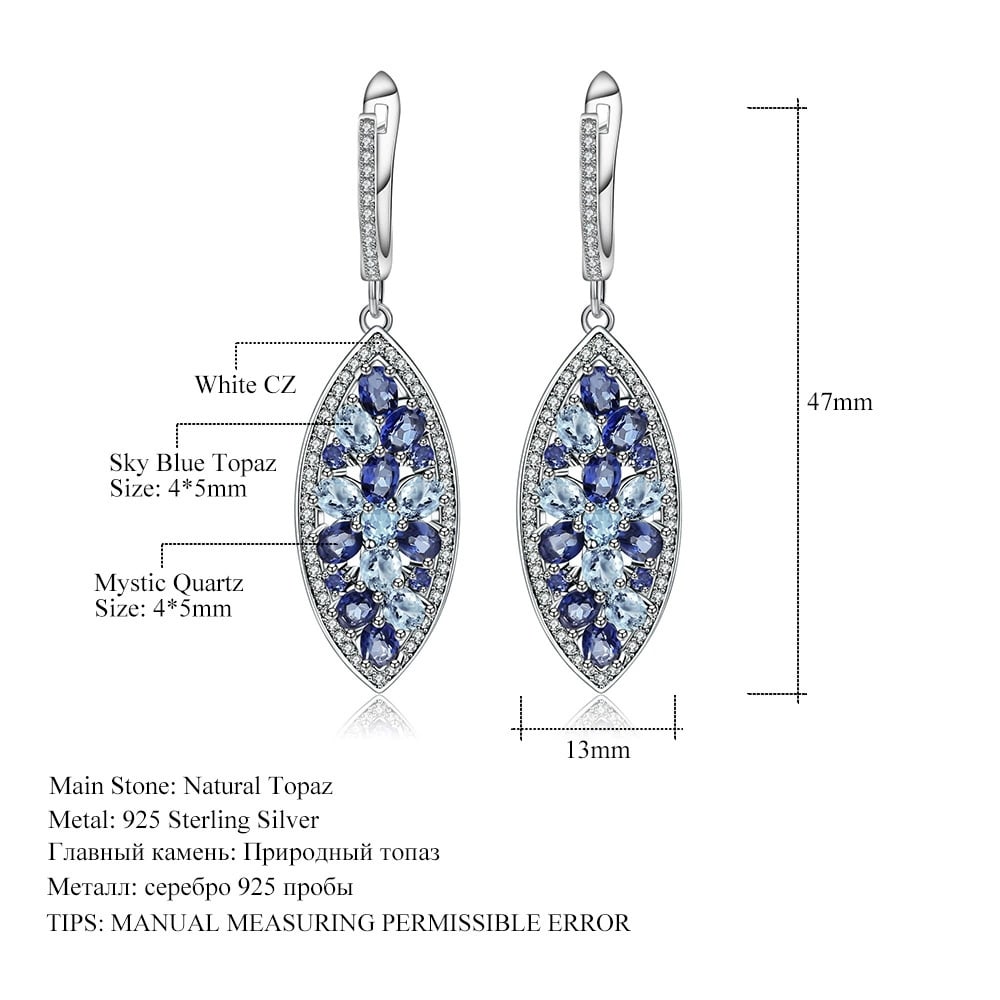 925 Sterling Silver Natural Topaz & Mystic Quartz & Cubic Zirconia Earrings - 5