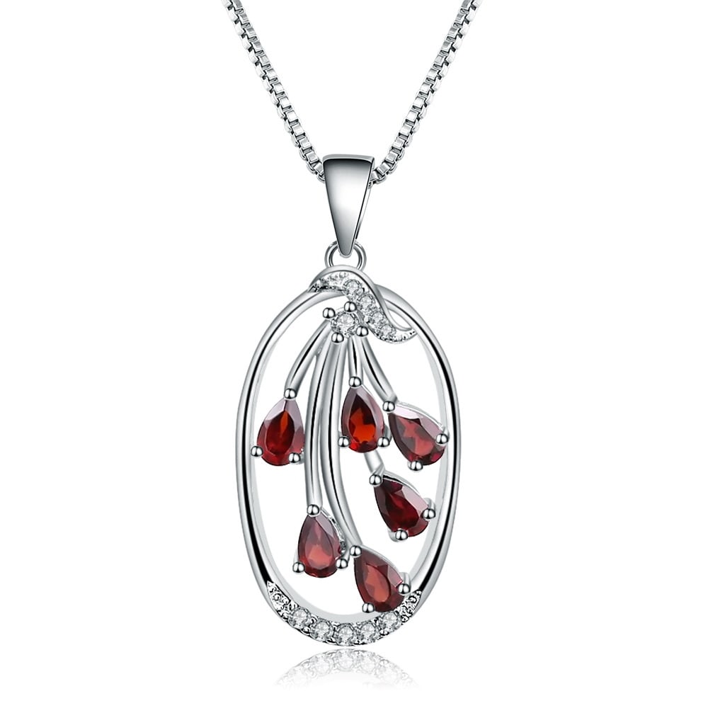 925 Sterling Silver Natural Garnet & Cubic Zirconia Jewelry Set: Ref:260821395 // gold content:925 sterling silver // main gemstone:garnet // shape:pear // carat weight: // color:red // treatment:natural // // adjacent gemstone 2 : cubic zirconia // shape:round // 