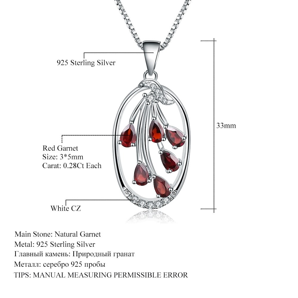 925 Sterling Silver Natural Garnet & Cubic Zirconia Jewelry Set - 3