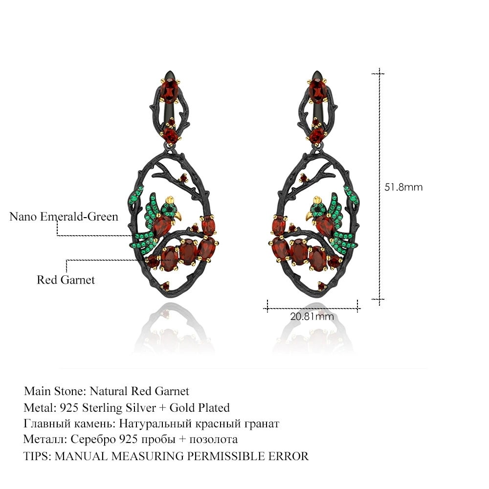 925 Sterling Silver Natural Garnet & Cubic Zirconia Jewelry Set - 2