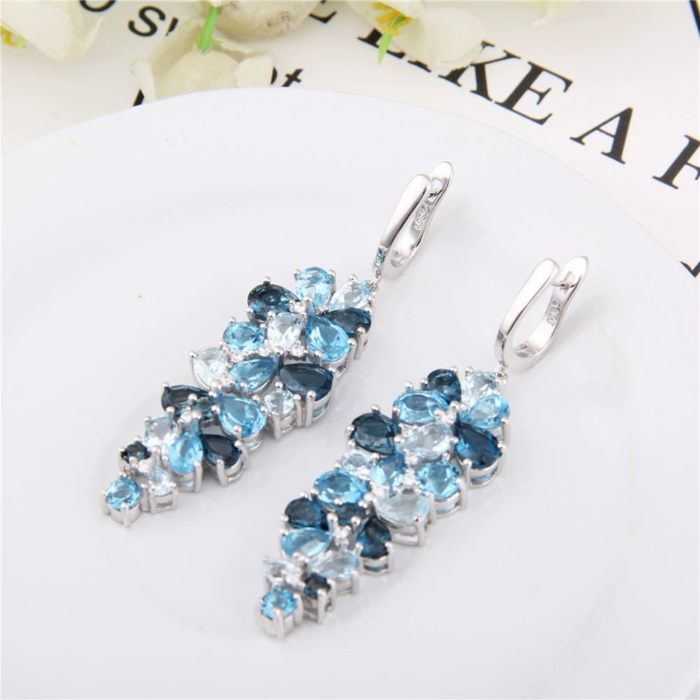 925 Sterling Silver Natural Topaz Jewelry Set - 2