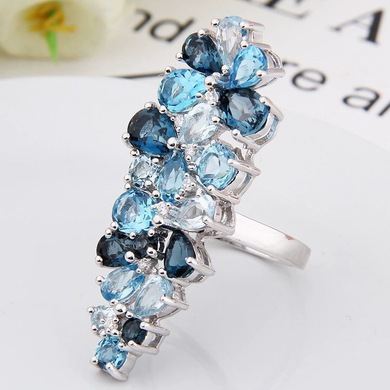 925 Sterling Silver Natural Topaz Jewelry Set - 3
