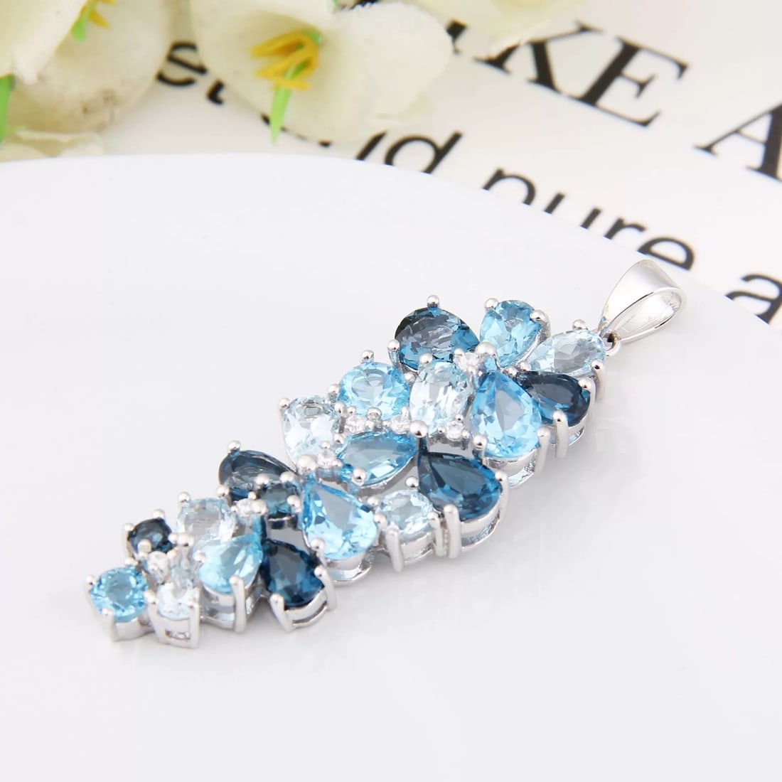 925 Sterling Silver Natural Topaz Jewelry Set - 4