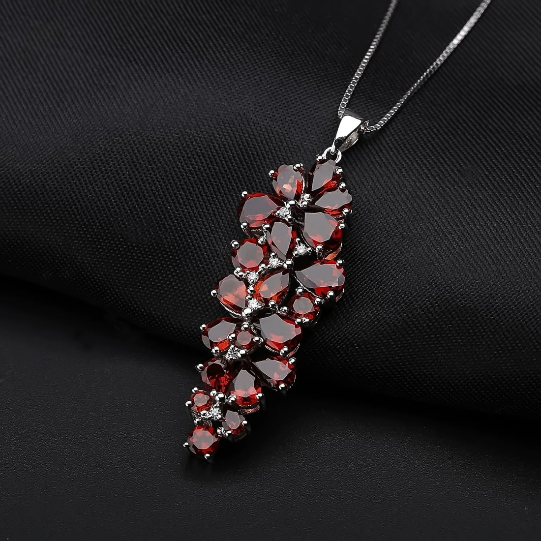 925 Sterling Silver Natural Garnet Jewelry Set - 3