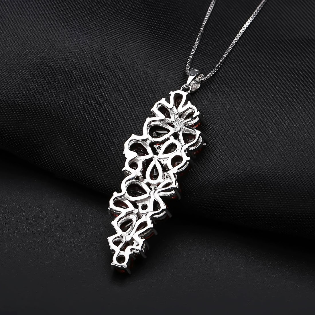 925 Sterling Silver Natural Garnet Jewelry Set - 4