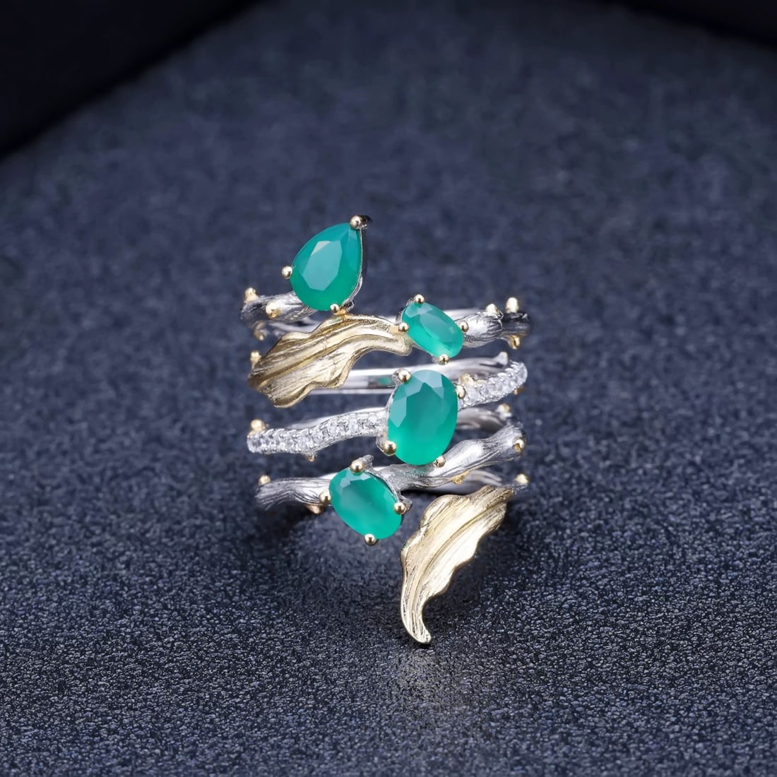 925 Sterling Silver Natural Agate Jewelry Set - 3