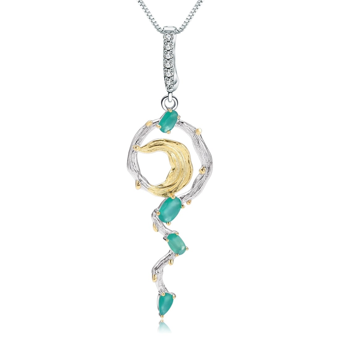 925 Sterling Silver Natural Agate Jewelry Set - 4
