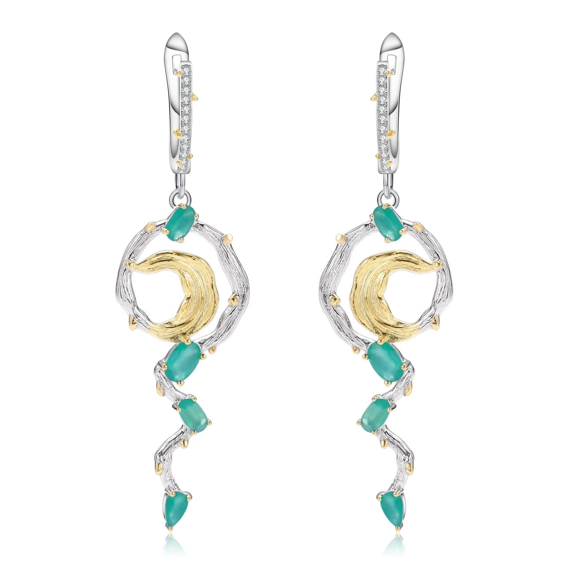 925 Sterling Silver Natural Agate Jewelry Set - 5