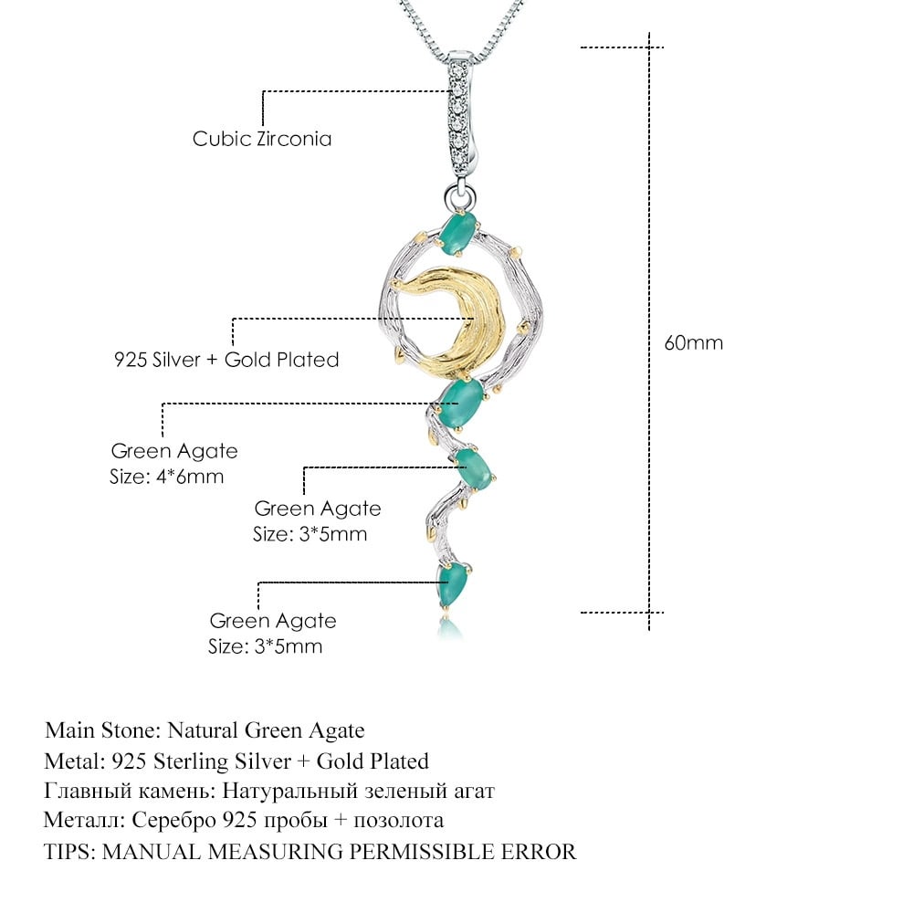 925 Sterling Silver Natural Agate Jewelry Set - 8