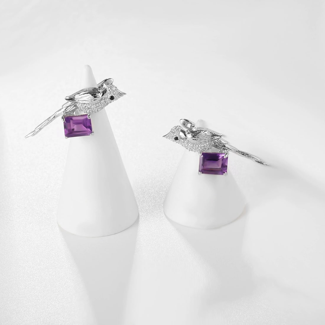 925 Sterling Silver Natural Amethyst Jewelry Set - 4