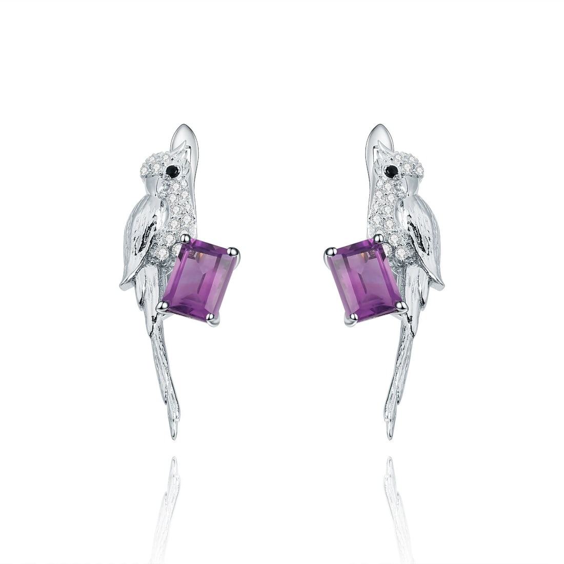 925 Sterling Silver Natural Amethyst Jewelry Set - 7