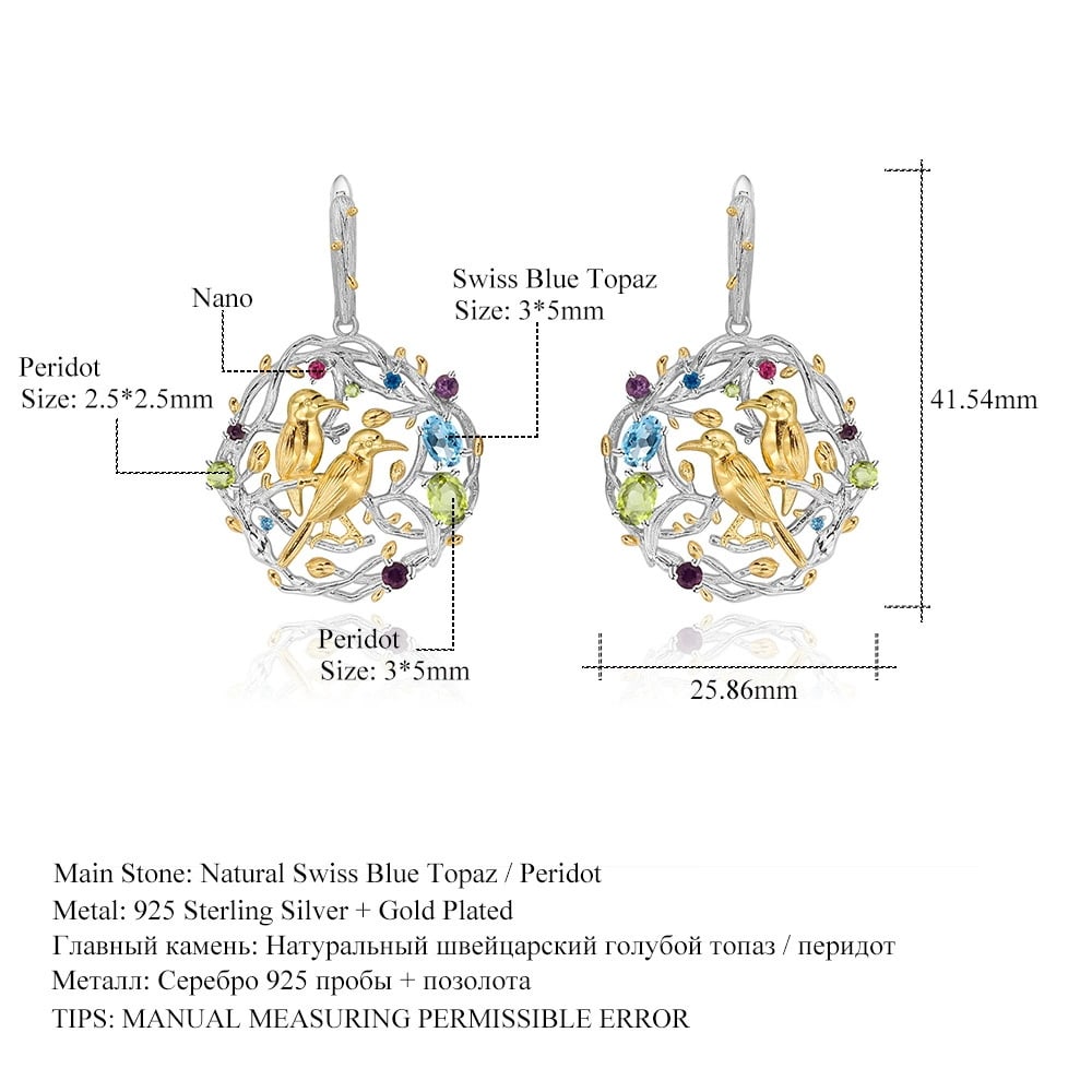 925 Sterling Silver Natural Topaz Jewelry Set - 3