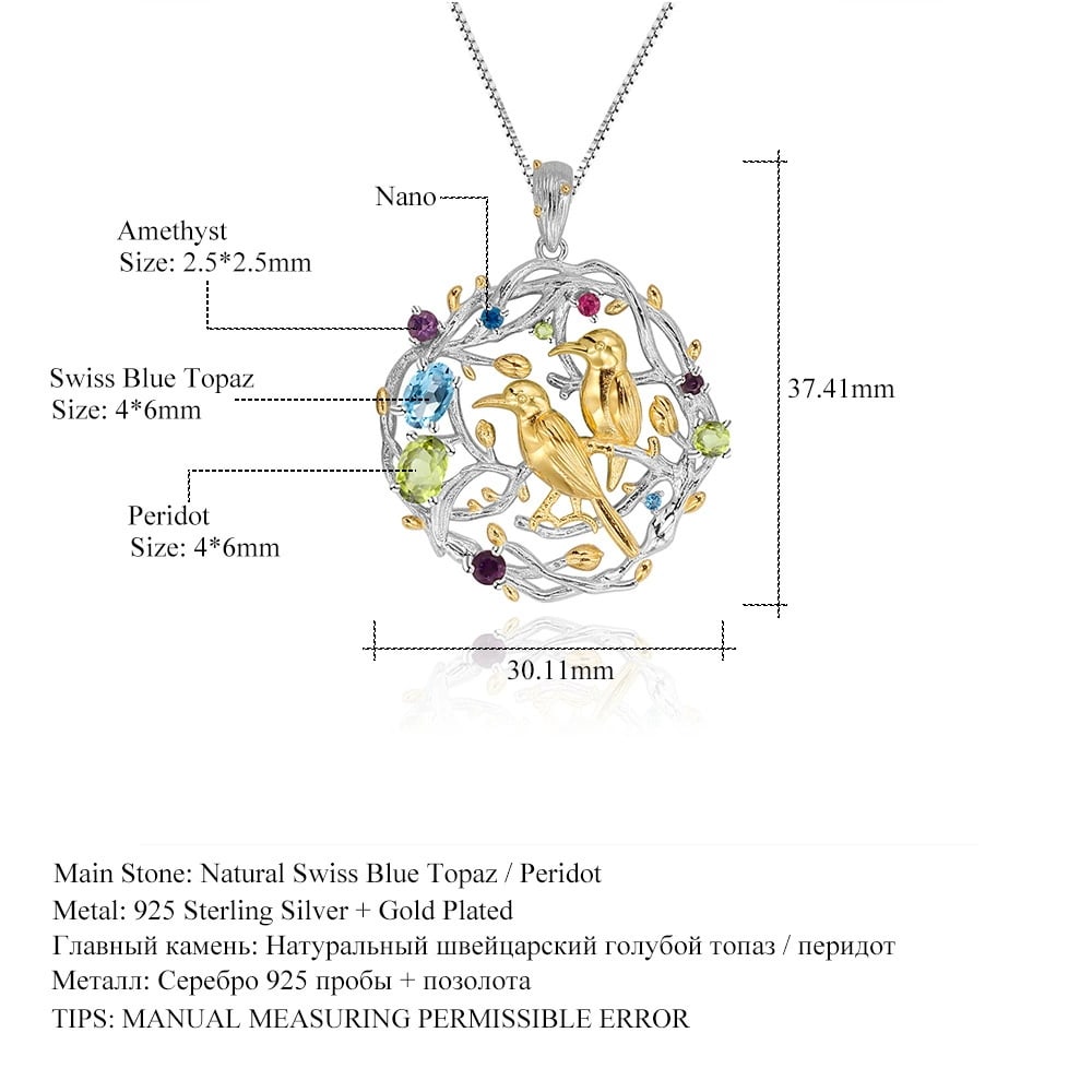 925 Sterling Silver Natural Topaz Jewelry Set - 8