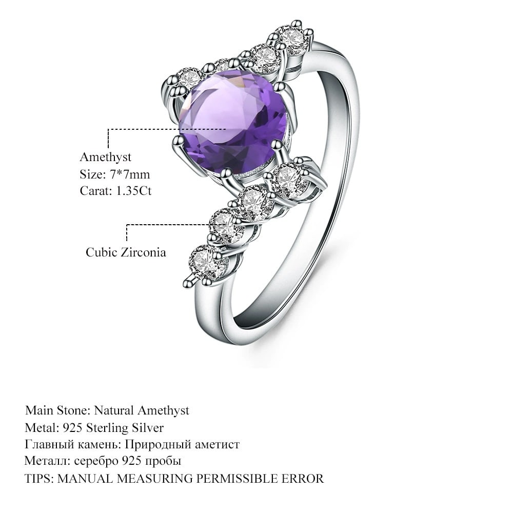 925 Sterling Silver Natural Amethyst Jewelry Set - 2