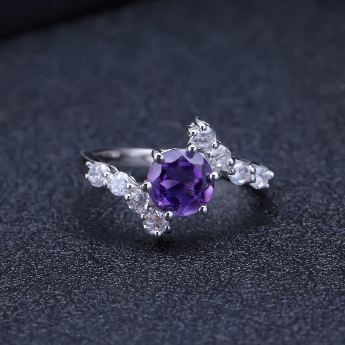 925 Sterling Silver Natural Amethyst Jewelry Set - 5