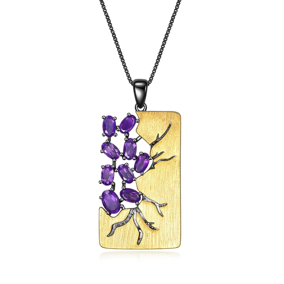 925 Sterling Silver Natural Amethyst Jewelry Set - 2