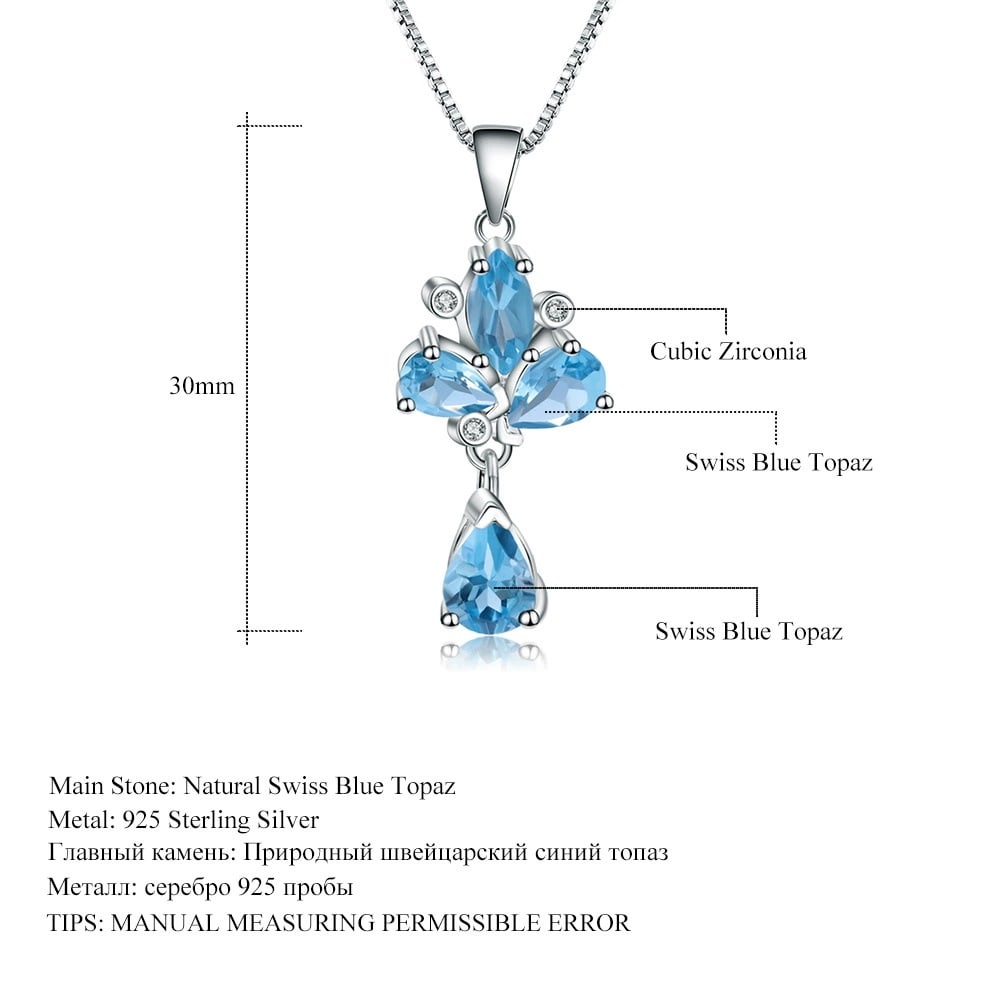 925 Sterling Silver Natural Topaz Jewelry Set - 6