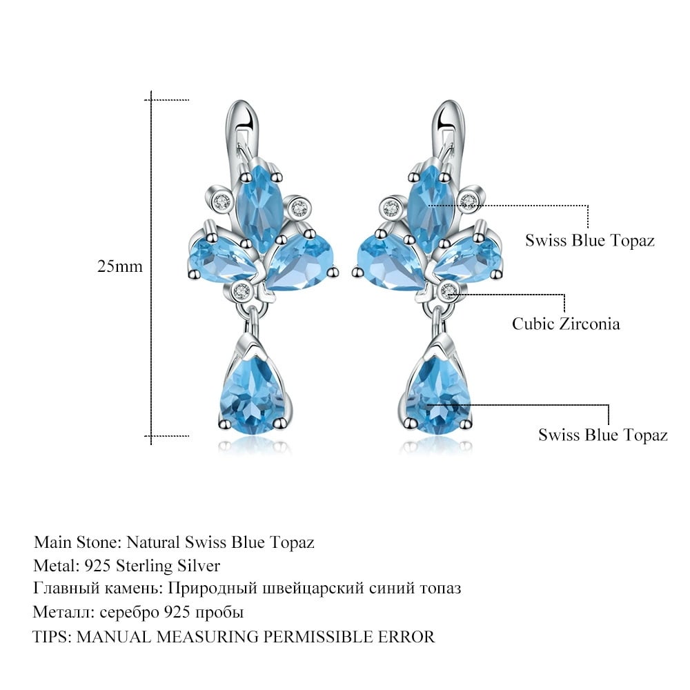 925 Sterling Silver Natural Topaz Jewelry Set - 7