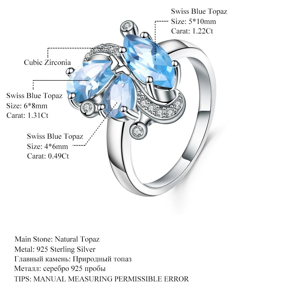 925 Sterling Silver Natural Topaz Jewelry Set - 8