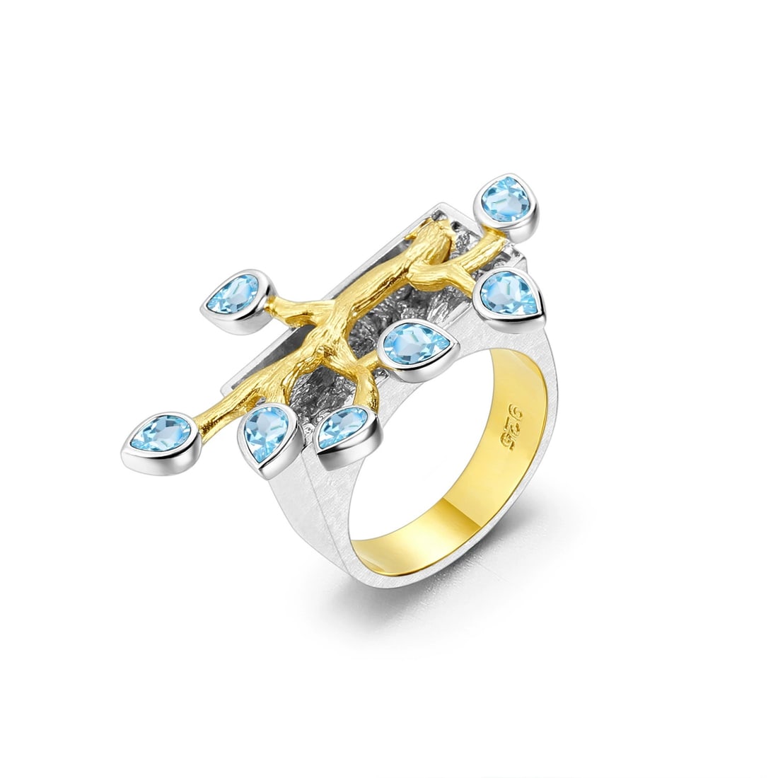 925 Sterling Silver Natural Topaz Ring - 2
