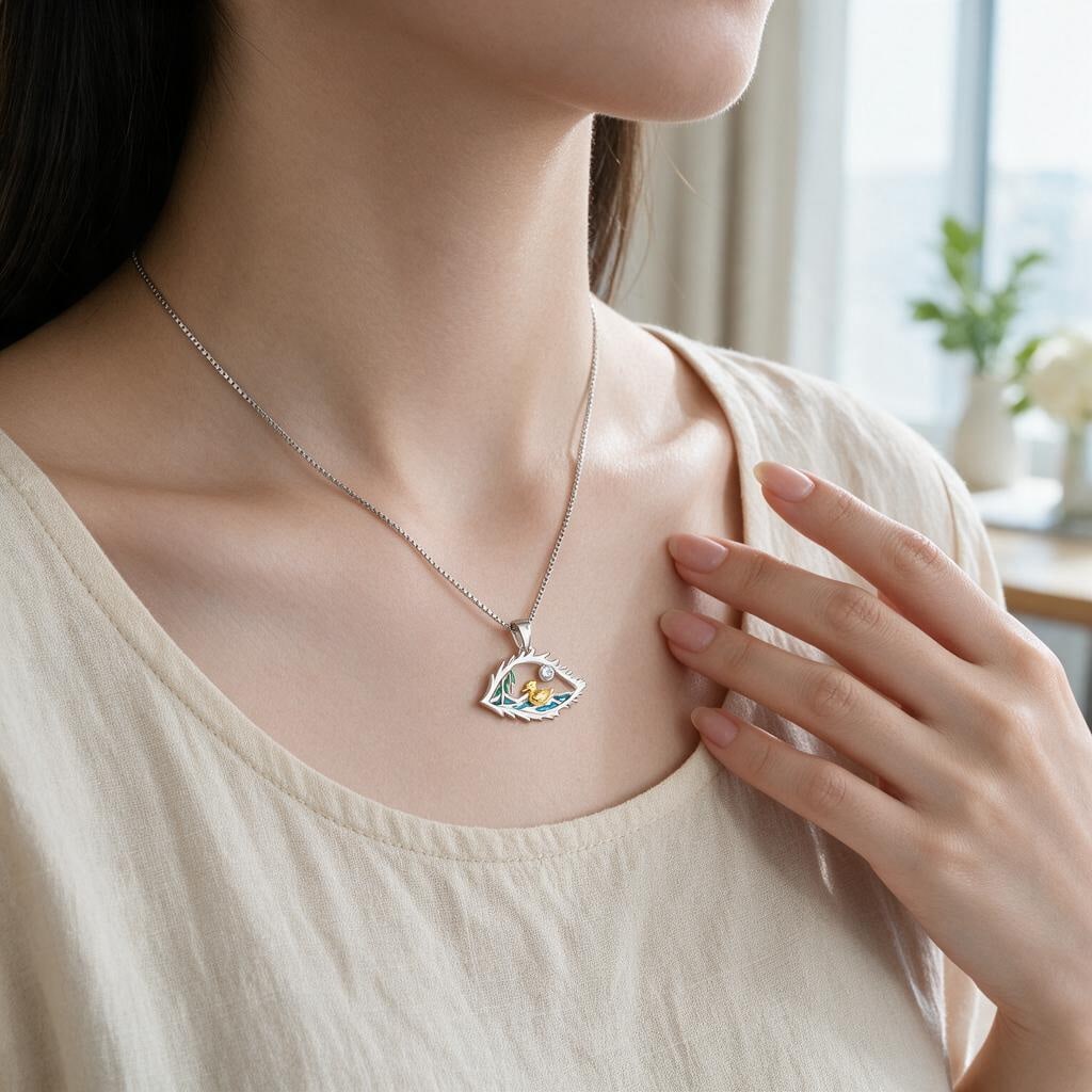 925 Sterling Silver Natural Topaz Necklace - 8