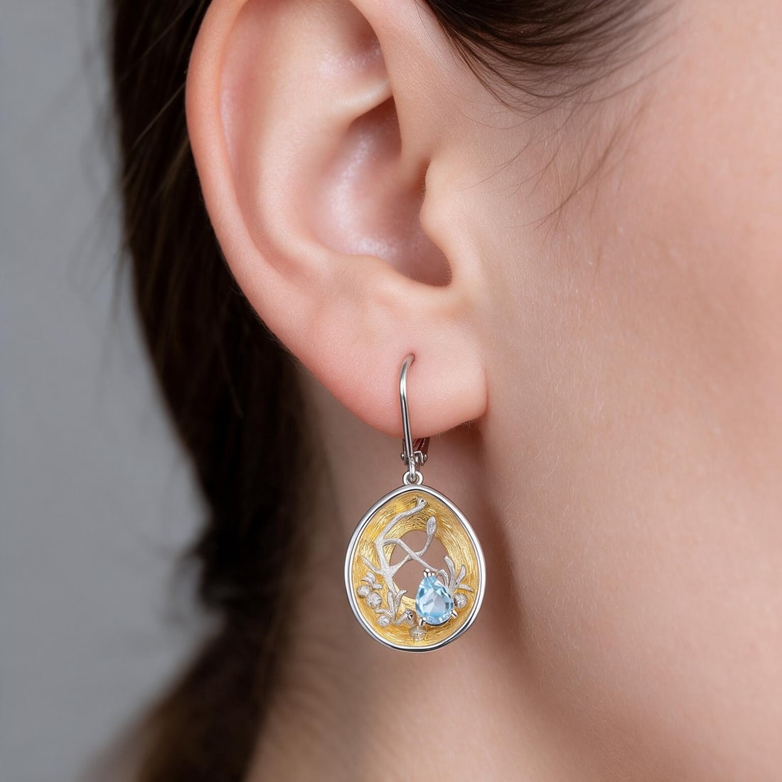 925 Sterling Silver Natural Topaz Earrings - 4