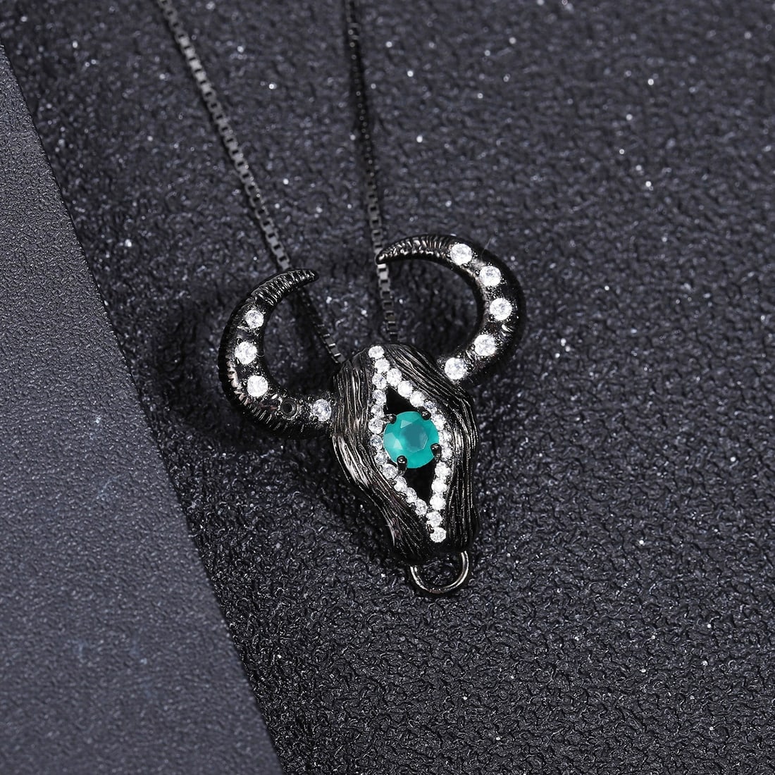 925 Sterling Silver Natural Agate & Cubic Zirconia Necklace - 5