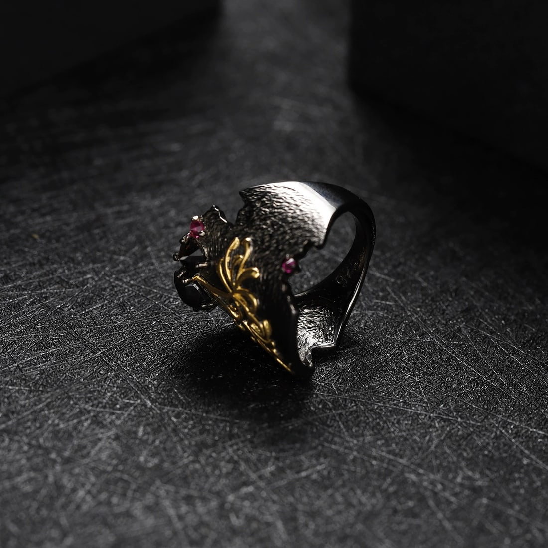 925 Sterling Silver Natural Rhodolite Garnet & Synthetic Ruby Ring - 7