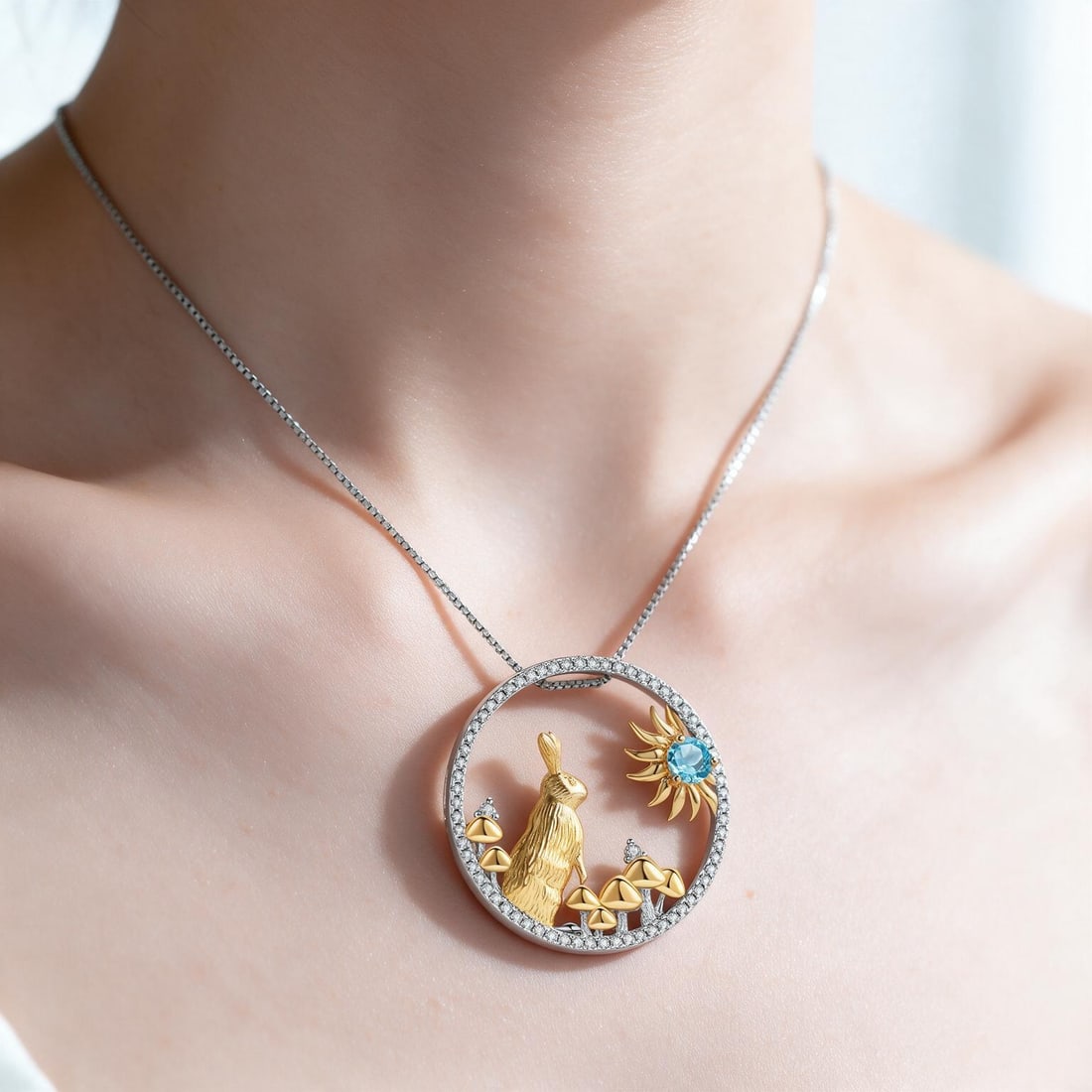 925 Sterling Silver Natural Topaz Necklace - 6