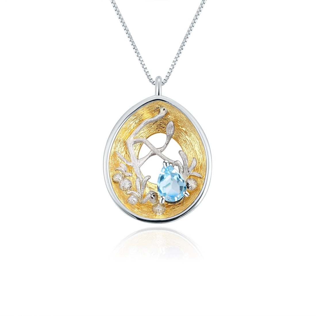 925 Sterling Silver Natural Topaz Necklace: Ref:260821137 // gold content:925 sterling silver // main gemstone:topaz // shape:pear // carat weight: // color:blue // treatment:natural // Condition: New Low Estimate: 460.00 High Estimate: 690.00