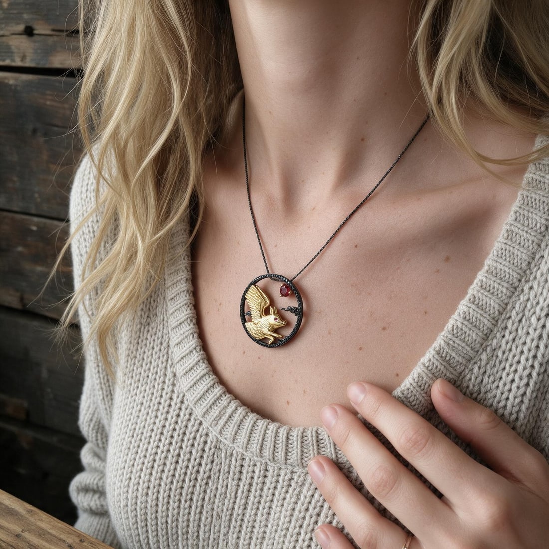 925 Sterling Silver Natural Garnet Necklace - 6