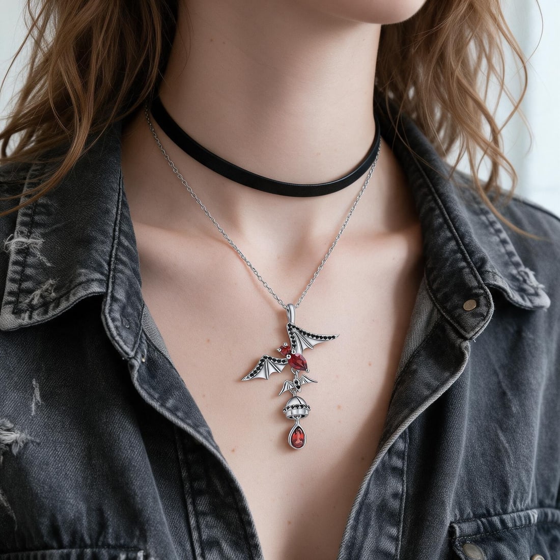 925 Sterling Silver Natural Rhodolite Garnet Necklace - 6