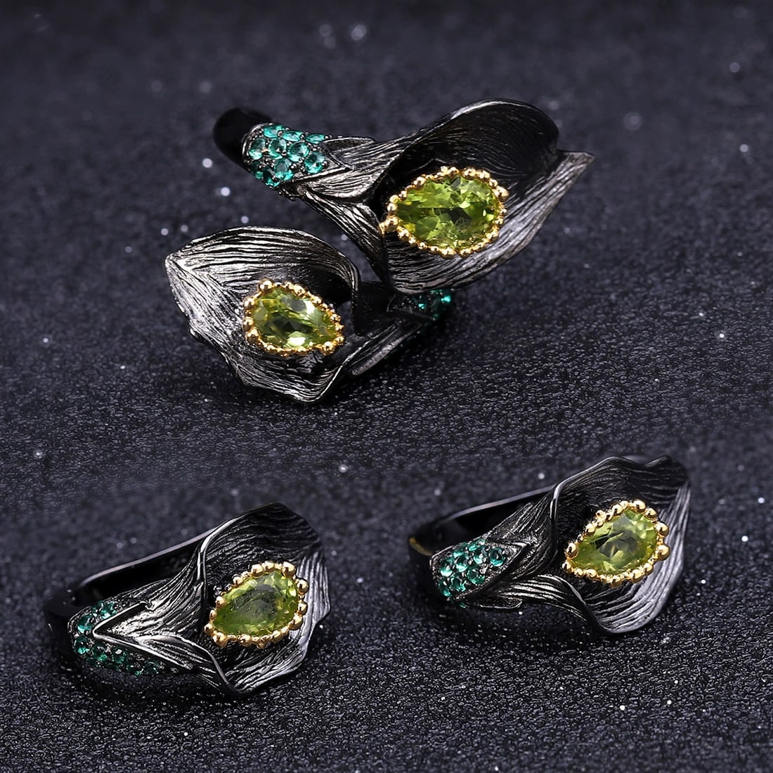 925 Sterling Silver 1.56 Ct Natural Peridot & Nano Emerald Earrings - 3