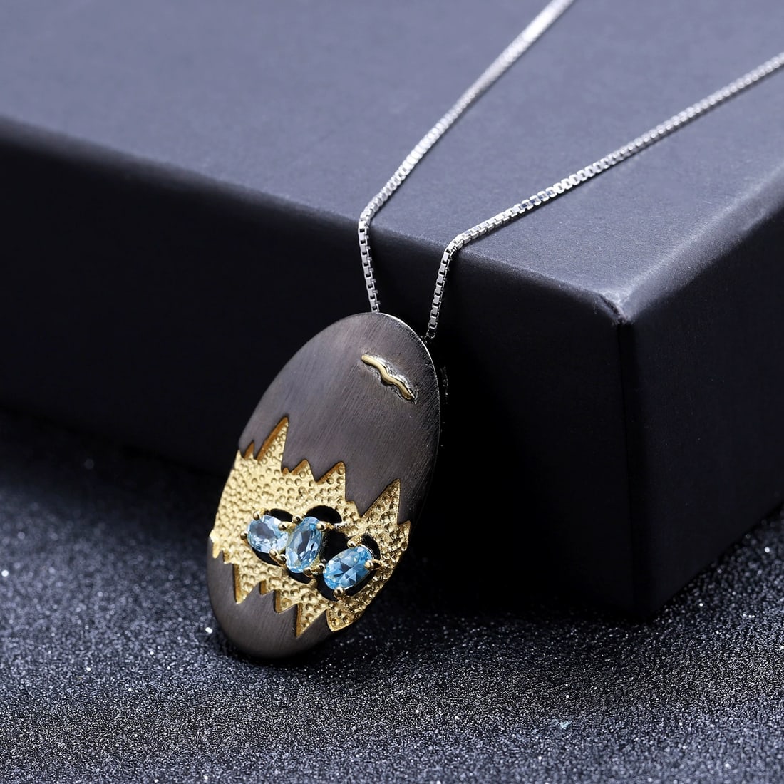 925 Sterling Silver Natural Topaz Necklace - 4