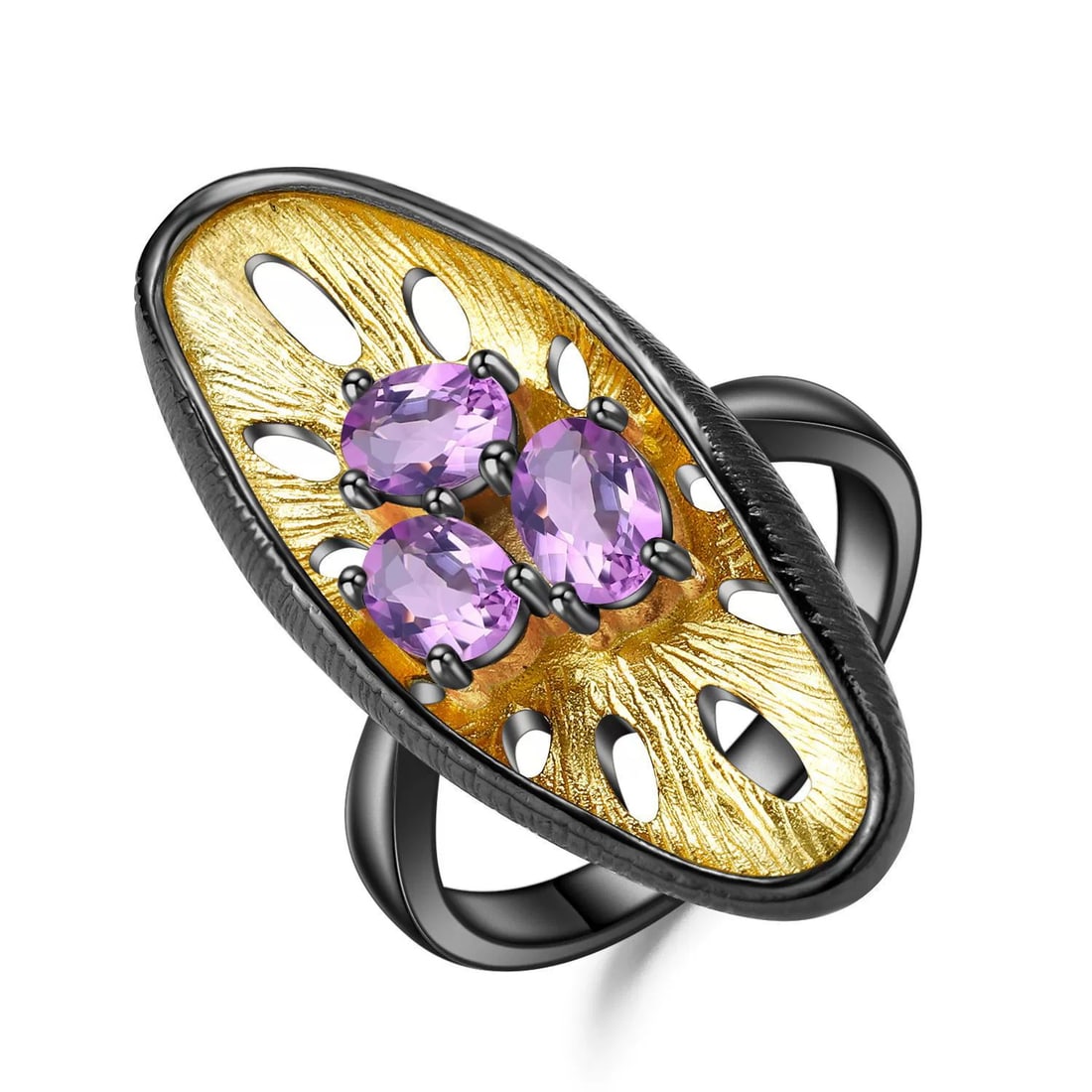 925 Sterling Silver Natural Amethyst Ring: Ref:260821256 // gold content:925 sterling silver // ring size:7. 25us // // main gemstone:amethyst // shape:oval // carat weight: // color:purple // treatment:natural // Condition: New Low Estimate: 
