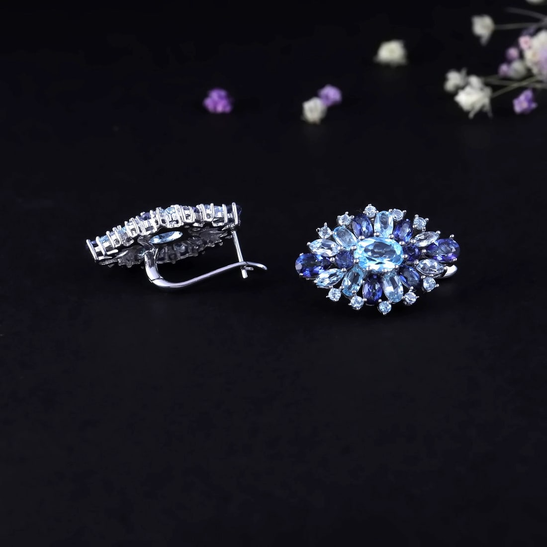 925 Sterling Silver Natural Topaz & Mystic Quartz Earrings - 4