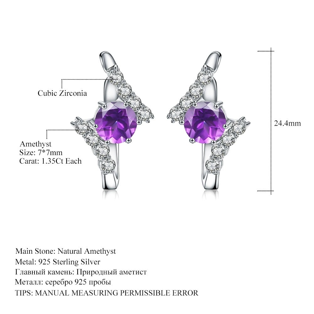 925 Sterling Silver Natural Amethyst Jewelry Set - 3