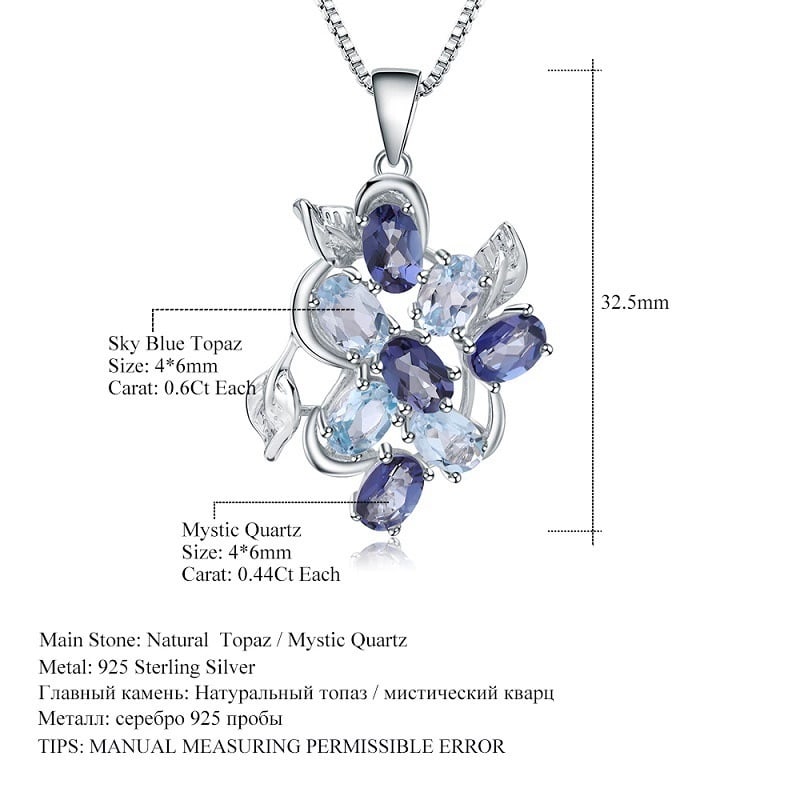 925 Sterling Silver Natural Topaz Jewelry Set - 7