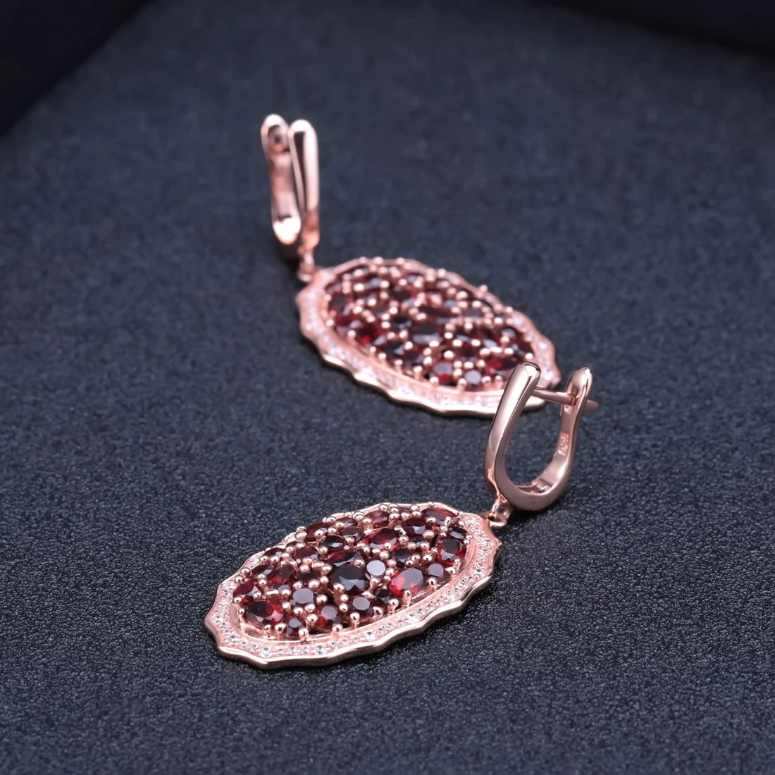 925 Sterling Silver Natural Garnet & Cubic Zirconia Earrings - 5