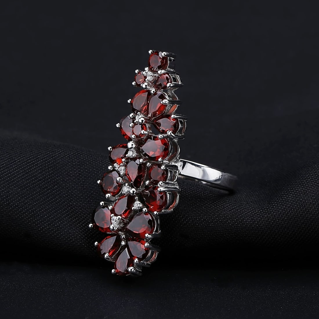 925 Sterling Silver Natural Garnet Jewelry Set - 5