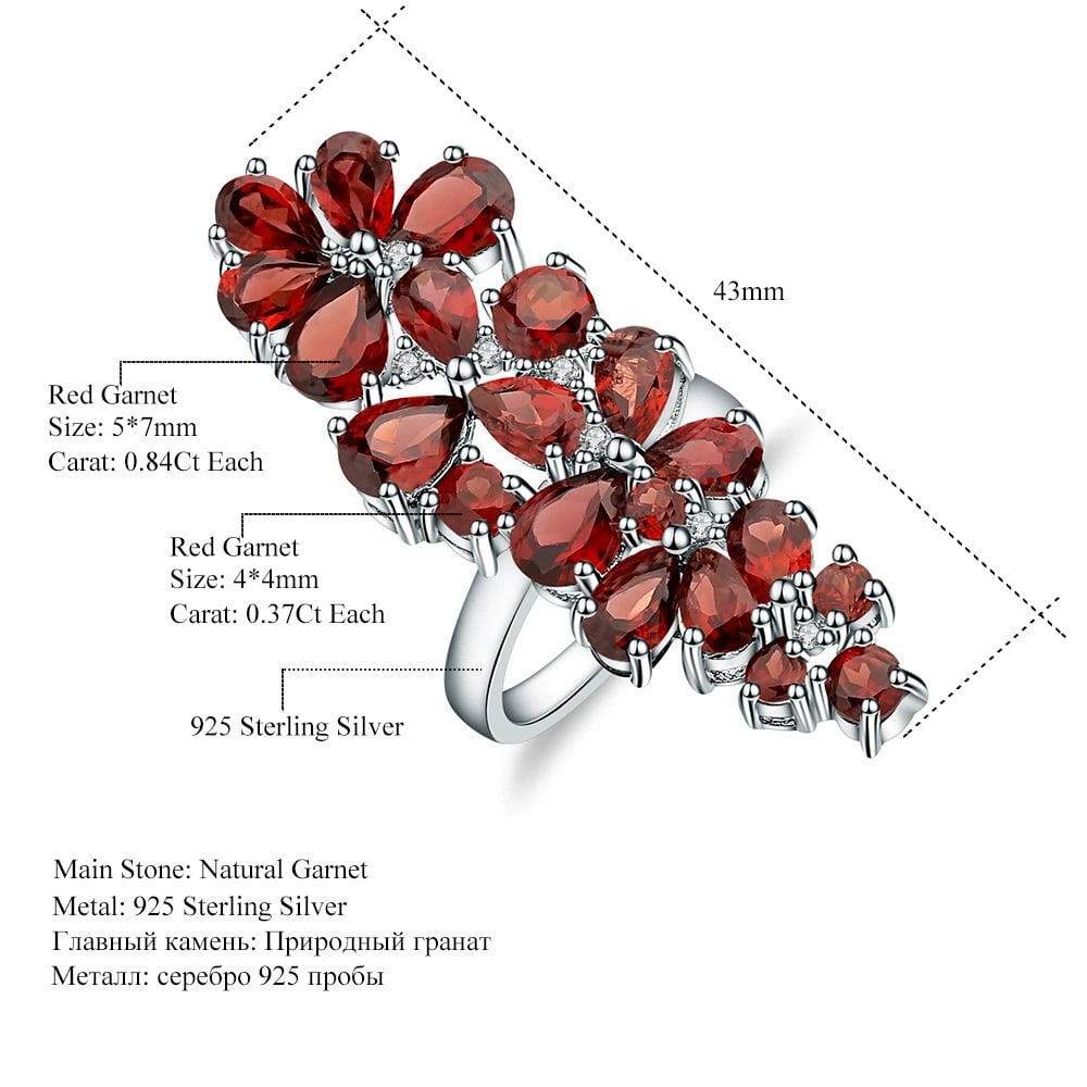 925 Sterling Silver Natural Garnet Jewelry Set - 7
