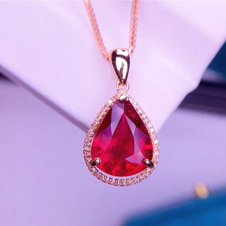 14k Gold 3.8 Ct Natural Tourmaline & Diamond Pendant( Without Chain ) - 3