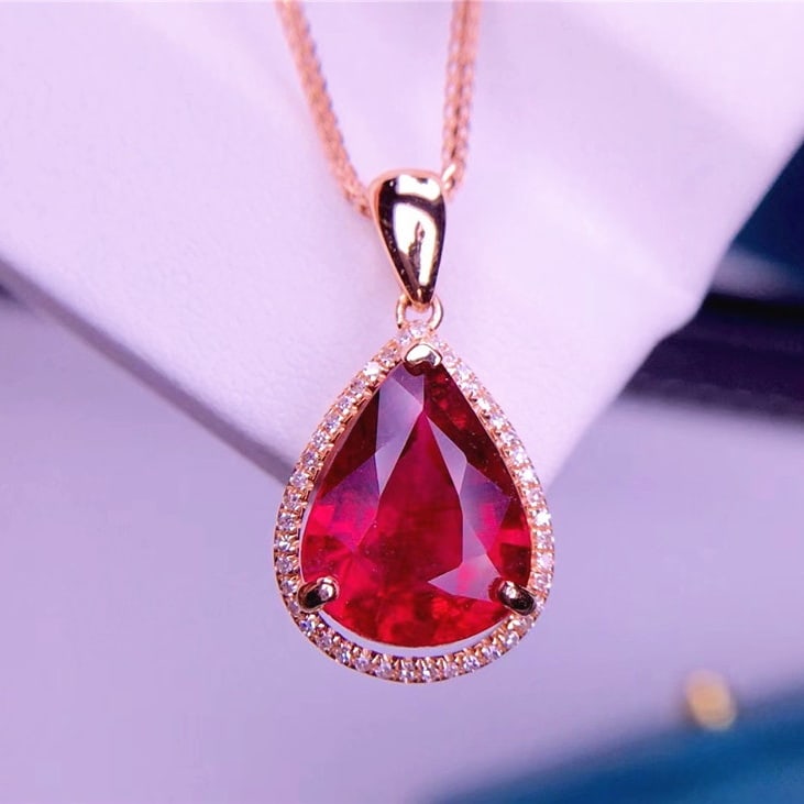 14k Gold 3.8 Ct Natural Tourmaline & Diamond Pendant( Without Chain ) - 4