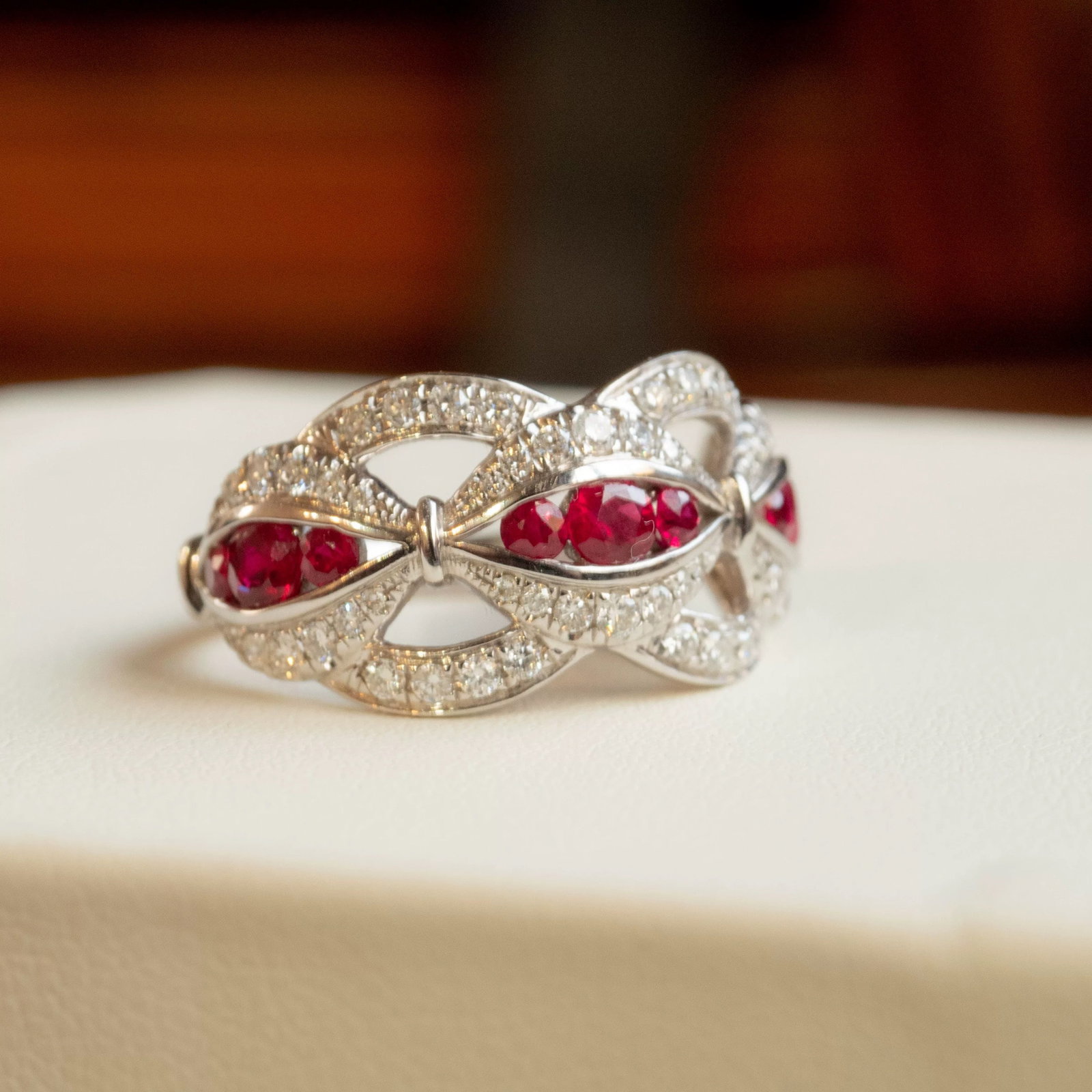 14k Gold 0.67 Ct Vivid Red Natural Ruby & Diamond Ring (1 of 5)