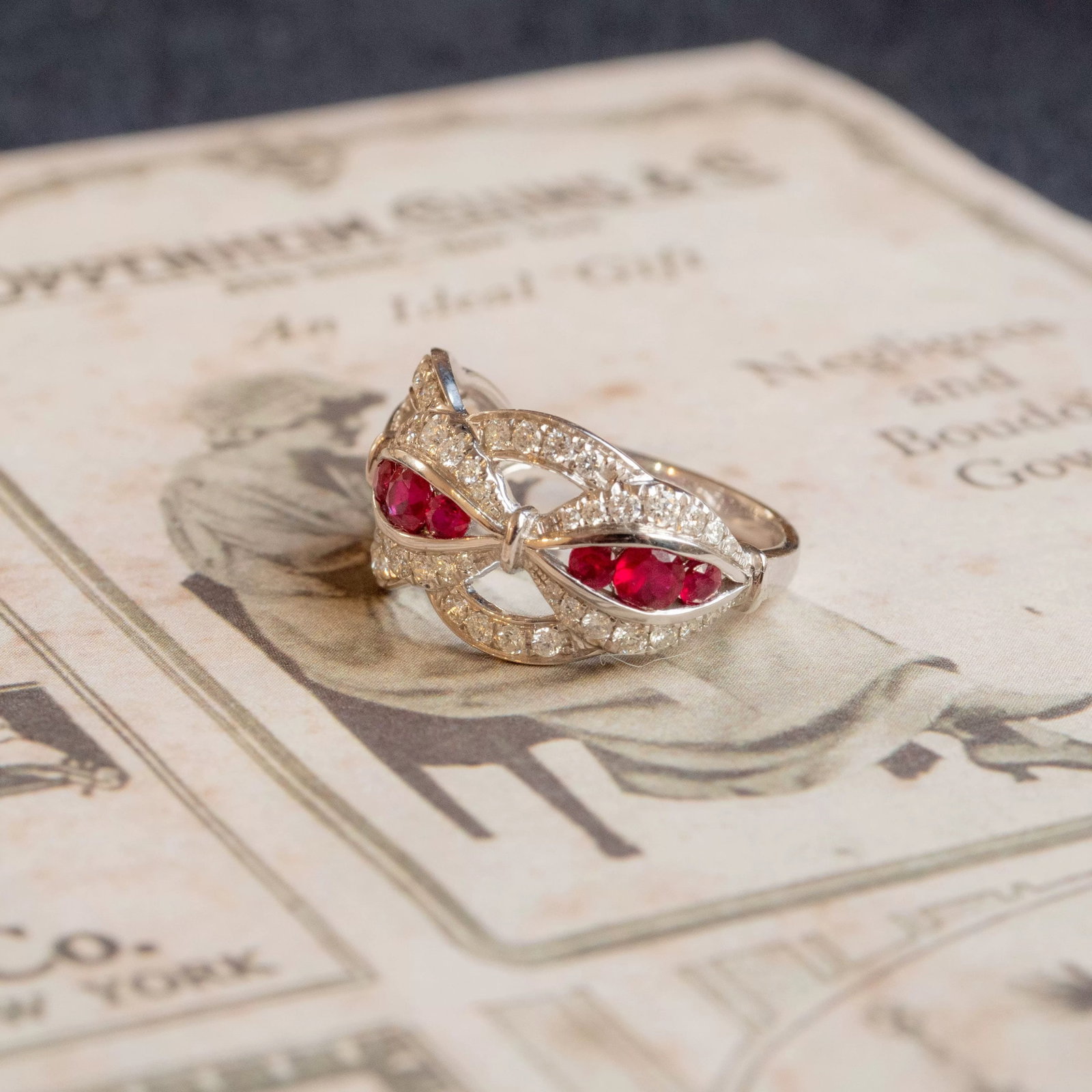 14k Gold 0.67 Ct Vivid Red Natural Ruby & Diamond Ring - 4