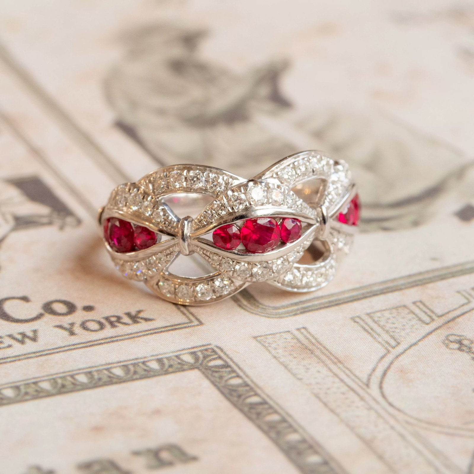 14k Gold 0.67 Ct Vivid Red Natural Ruby & Diamond Ring - 5