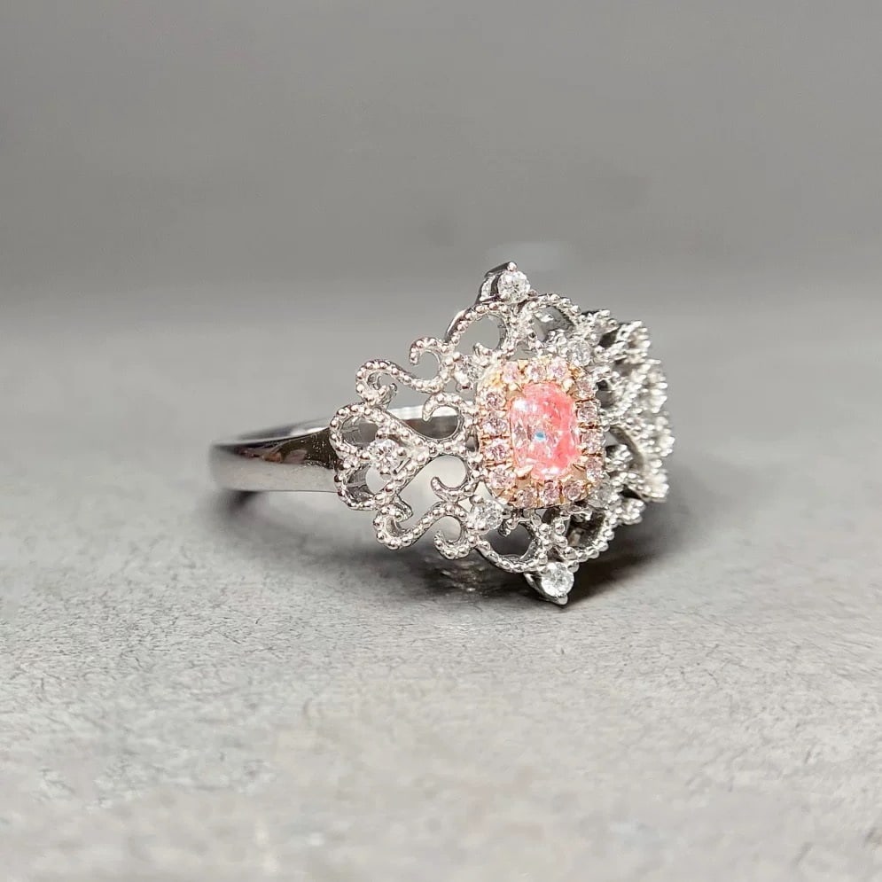 14k Gold 0.24 Ctw Natural Pink Diamond & Diamond Ring - 2
