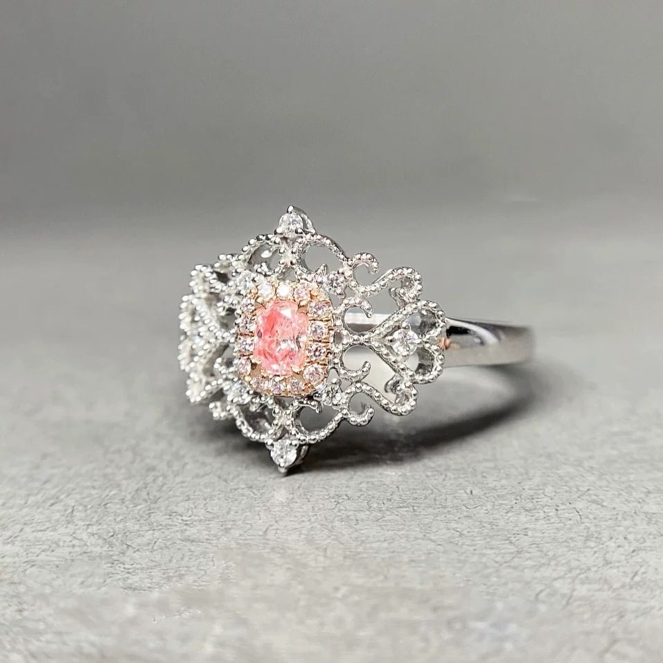 14k Gold 0.24 Ctw Natural Pink Diamond & Diamond Ring - 3