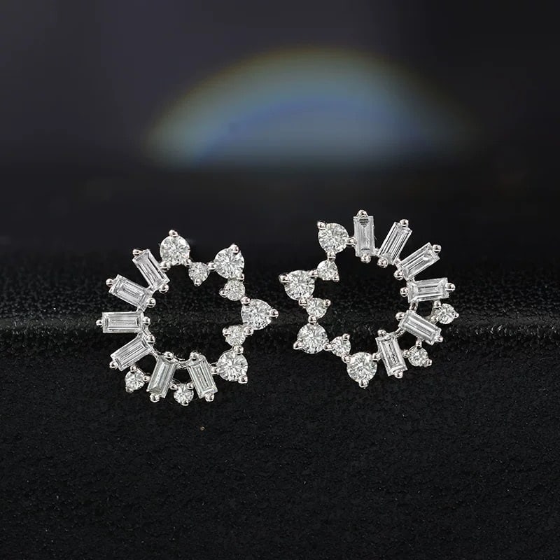 14k Gold 0.61 Ctw Natural H Diamond Earrings: Ref:230967029 // gold content:14k gold // main gemstone:diamond // shape:baguette // carat weight:0. 3ct // clarity grade:vs-si // color:h // treatment:natural // cut grade:g // // adjacent gemstone