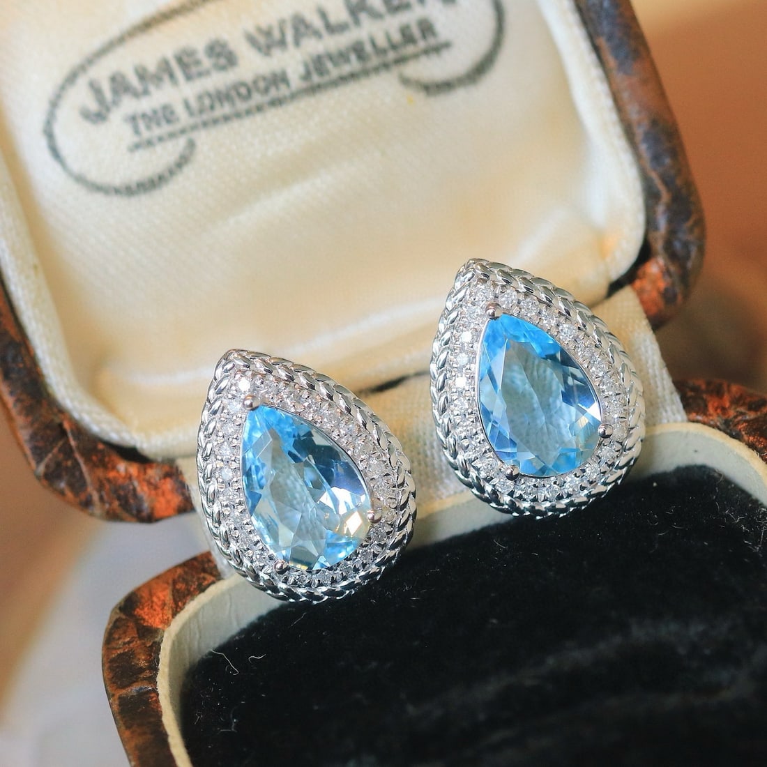 14k Gold 2.24 Ctw Natural Aquamarine & Diamond Earrings - 5